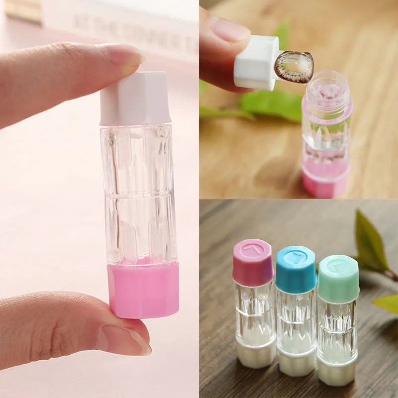 1pc Portable RGP Rigid ABS Contact Lens Small Lovely Travel Eyewear Case Bag Box Container Holder Random Color