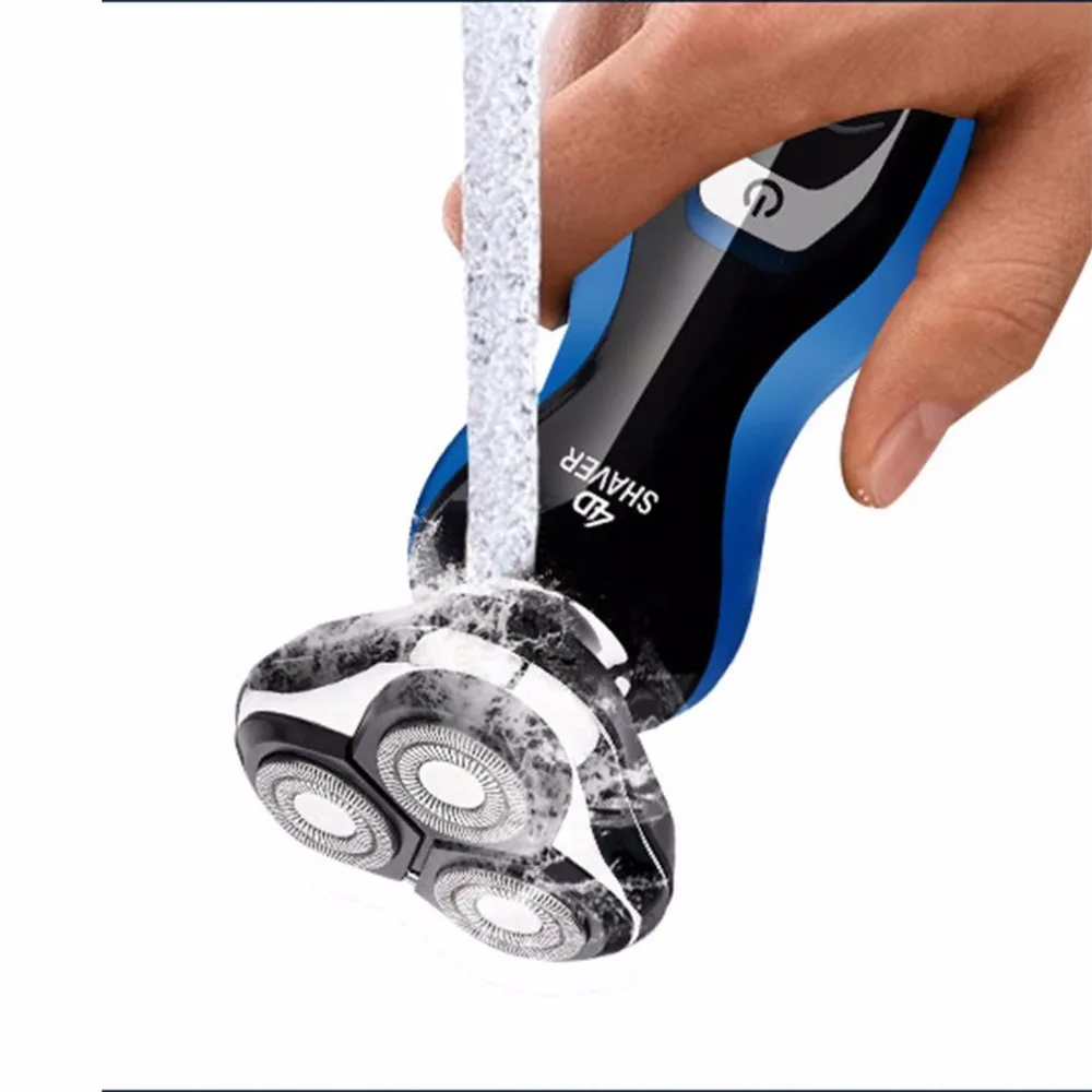 4D полноразмерная моющаяся роторная Мужская перезаряжаемая бритва с тремя плавающими головками электрическая бритва машинка для бритья бороды Триммер