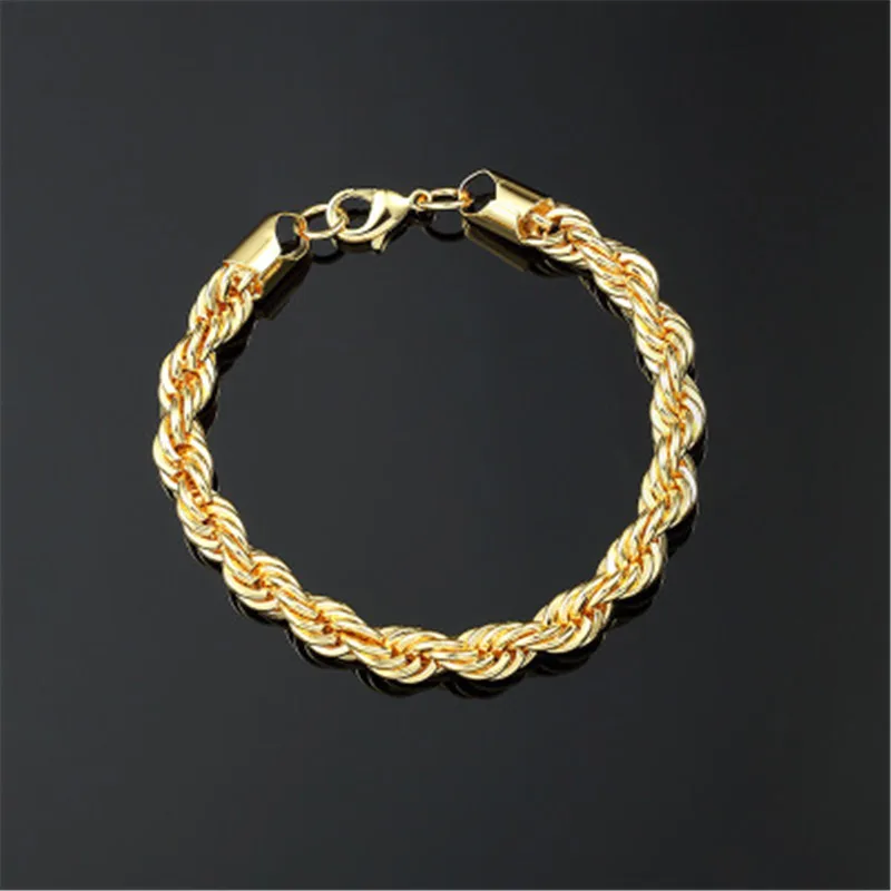 

Hip Hop Golden Twisted Bracelet Men Bracelets for Women
