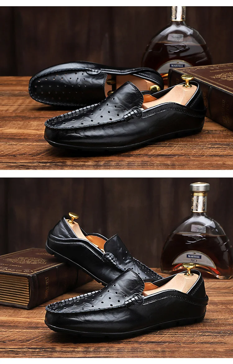Мужская обувь для вождения; коллекция 2019 года; мужские лоферы из натуральной кожи; модные мягкие дышащие мокасины ручной работы; слипоны на