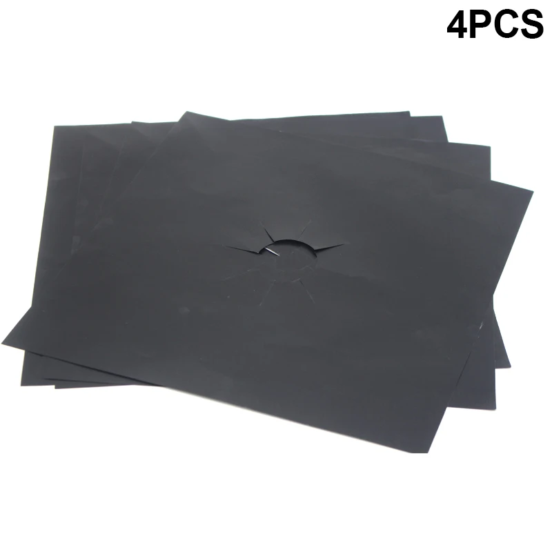 4 Pcs Reusable Sheet Gas Cooker Liner Protector Cover Gas Stove Furnace Protection Pad(27x27CM) PAK55