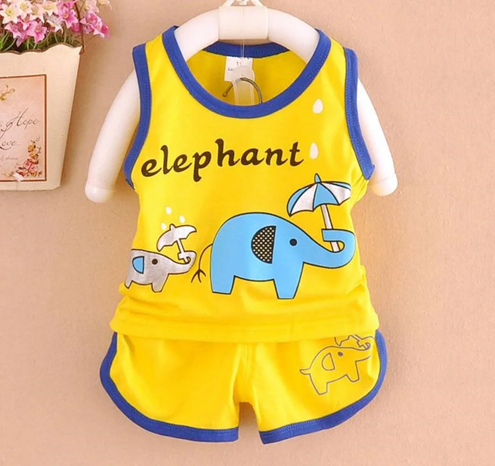 Baby boy clothing sets 2017 New summer baby clothing set cotton Cute pattern Vest & shorts 0-2 year baby suit set baby clothes