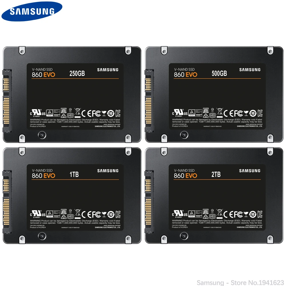 Дешево SAMSUNG SSD 860 EVO 1 ТБ 250GB Внутренний твердотельный диск HDD жесткий диск SATA 3 2,5 для ноутбука Настольный SSD диск 500G 1T 2T
