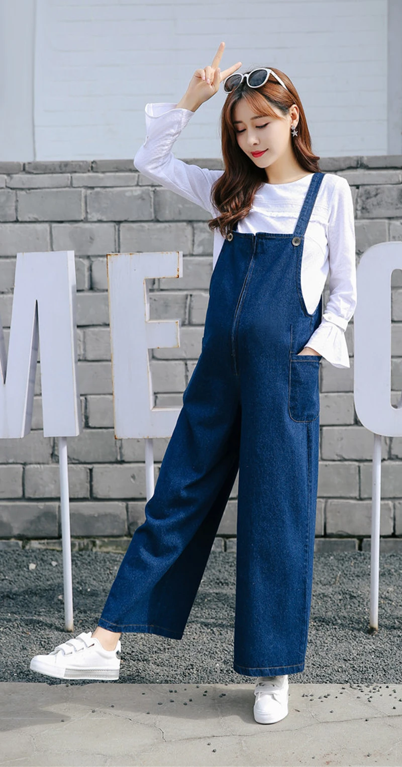 Women's Overall Maternity Denim Wide Leg Jumpsuit Loose Rompers Baggy ...
