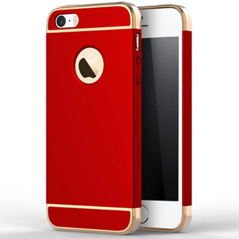Luxury Gold Red Removable 3 in 1 Hard Plastic Case For