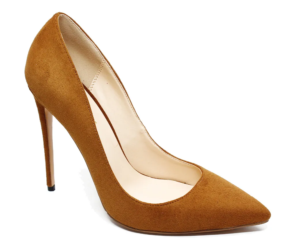Flock Leather Shoes Women Orange Suede High Heels Shoes Woman Pointed Toe Sexy Thin Heels Dress Party Ladies Pumps Shoes Lady