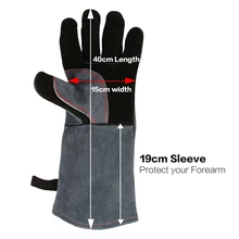 Сварочные перчатки из спилка коровы защитные фабричные садовые сварочные перчатки для дровяной печи Жаростойкие/огнестойкие длинные рабочие перчатки