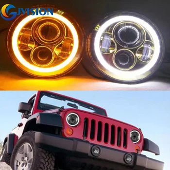 

7 inch led headlights with Daytime Running Light Hi-Lo beam Amber turn signal lamp for Jeep Wrangler 97-17 JK TJ LJ Hummer