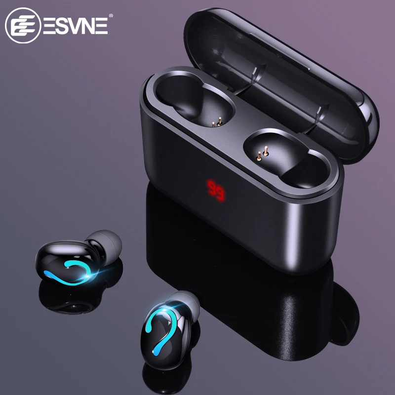 ESVNE TWS 5 0 Bluetooth беспроводные наушники спортивные стерео гарнитура зарядная