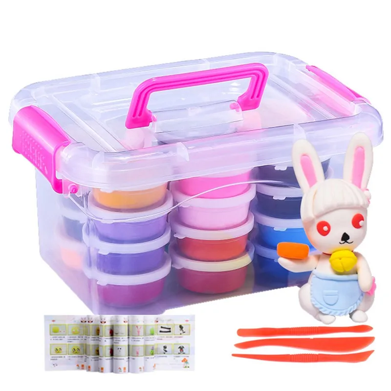 MOTOHOOD 24colors Plasticine Slime Toys For Kids Light Clay + Tools Intelligent Plasticine Play Dough Polymer Clay Set (11)