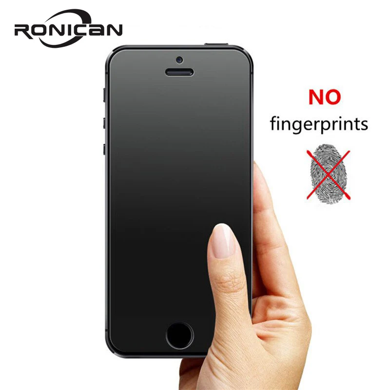 

RONICAN No Fingerprint Premium Tempered Glass Screen Protector For iphone 5 5C Frosted Glass Protective Film For iPhone 5s SE