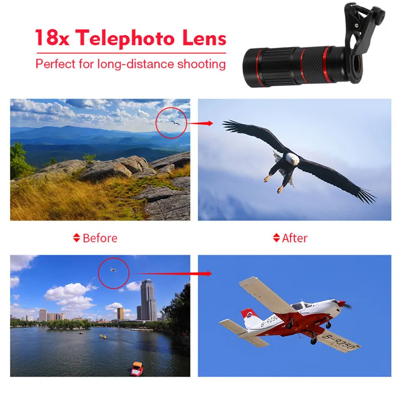 18X охотничья оптика Zoomable HD объектив телеобъектив телескоп монокулярный зажим для мобильных телефонов для наружного наблюдения за птицами