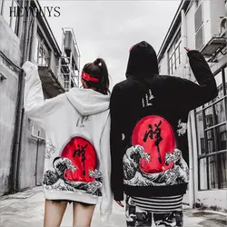 Японский хип хоп harajuku мешковатый худи волны печати уличного транспорта dhyana kanji Объемная толстовка мужская одежда пара