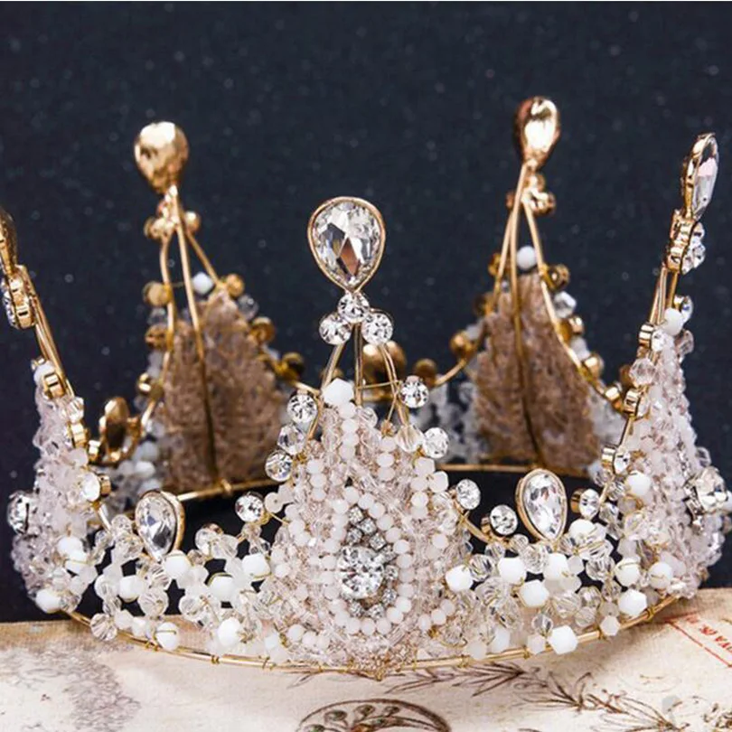 Pаспродажа Роскошные невесты тиару Винтаж ручной кристалл Queen Свадебные Женские аксессуары для волос ювелирных повязка