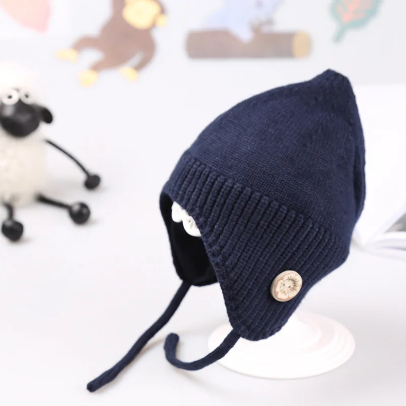 Милая детская шапка, мягкая хлопковая шапочка для новорожденных, двухслойная теплая зимняя шапка для детей, вязаные детские шапки для мальчиков и девочек 0-18 месяцев