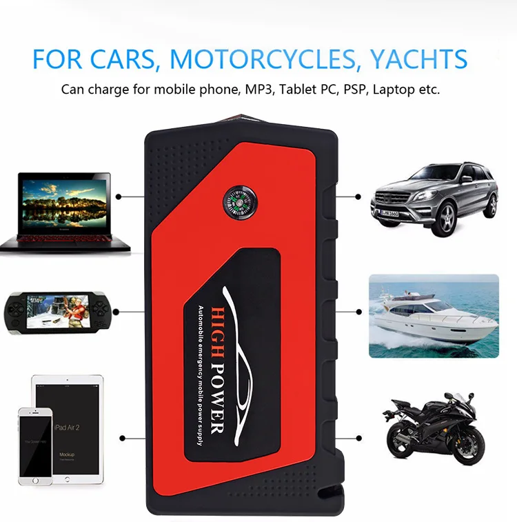 Новый многофункциональный стартер 69800mAh 12V 4USB 600A Портативный Автомобильный
