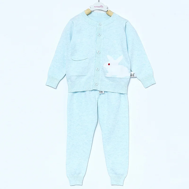 2pcs Baby Boy Set Wool Knitted Cotton Sweater Girls Boys Sets Infant