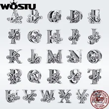 WOSTU, новая мода, 925 пробы, серебро, A-Z, буквы, бусины, подходят к оригинальному браслету, подвеска, браслет для женщин, ювелирные изделия DAC030