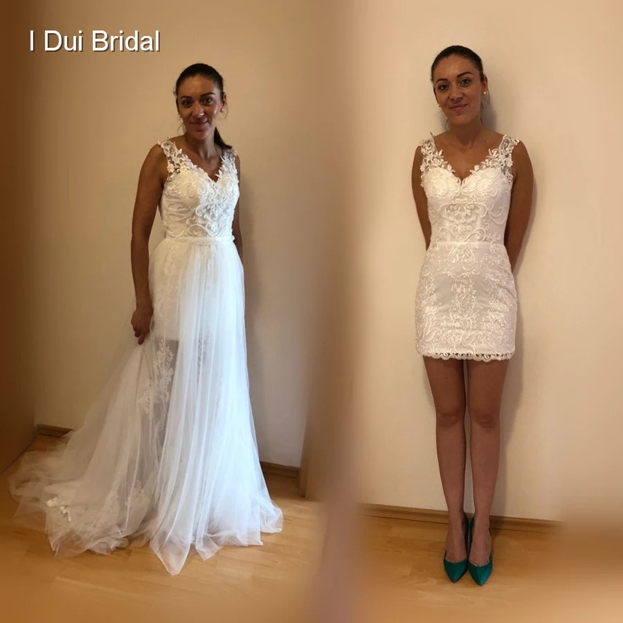 

Detachable Tulle Skirt Short Inside Wedding Dress 2 in 1 New Style Bridal Gown