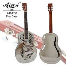 Factory Price Gloss Brass Metal Body Tricone blues Slide Resonator Guitar  With free case Factory Price Gloss Brass Metal Body Tricone blues Slide Resonator Guitar  With free case