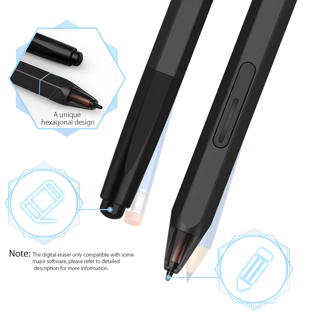 XP-Pen Deco 02 dibujo gráfico tableta pluma tableta con P06 lápiz pasivo sin batería y teclas de acceso directo (presión de 8192 niveles) - 4