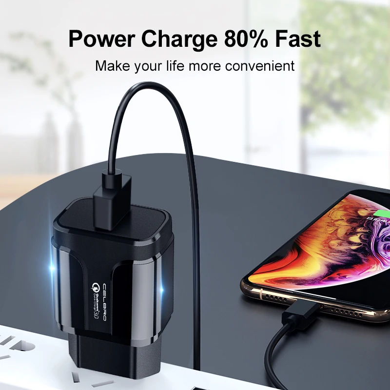 18 Вт USB настенное зарядное устройство Quick Charge 3,0 Быстрая зарядка для дома, путешествий, мобильного телефона, настенное зарядное устройство с европейской вилкой для IPhone Xiaomi Redmi huawei