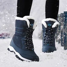 Winter Shoes Heels Snow-Boots Platform Ankle Waterproof Thick Botas Women with Fur Mujer