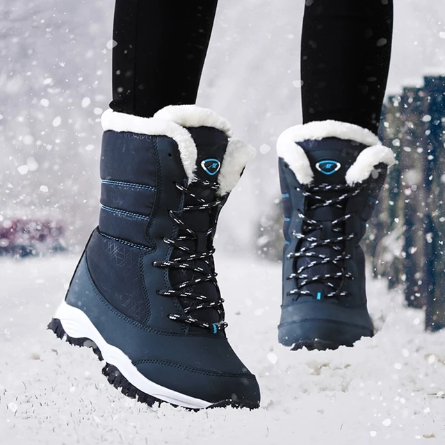 Botas de nieve impermeables para Mujer, botines con plataforma para  mantener el calor, tacón grueso de