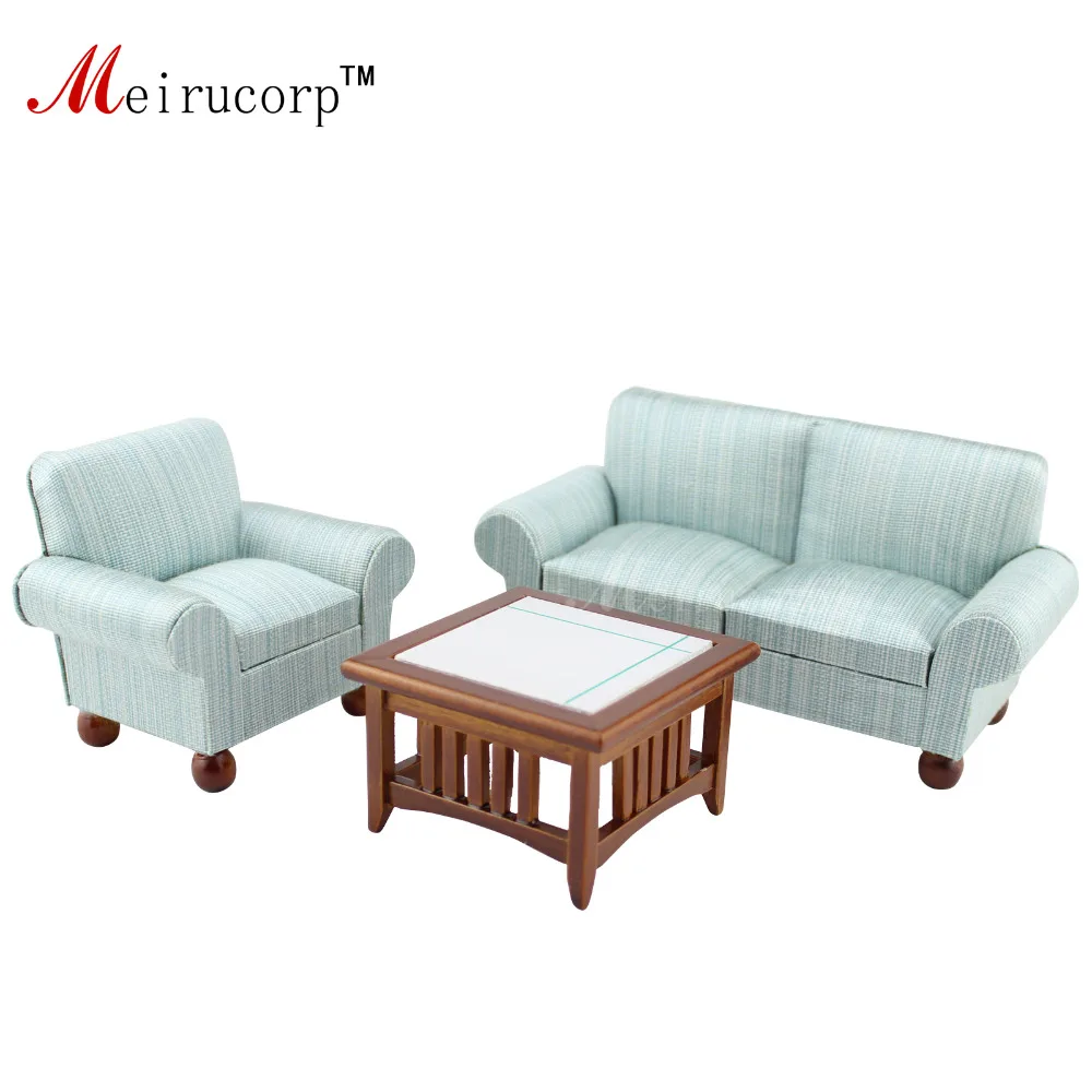 

1/12 scale dollhouse miniature Tasteful Living room furniture set Sofa Chair Tea table