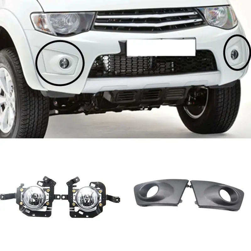 

2PCS Refit For Mitsubishi Triton 2009 Front Fog Lamp + Fog Lamp Grille