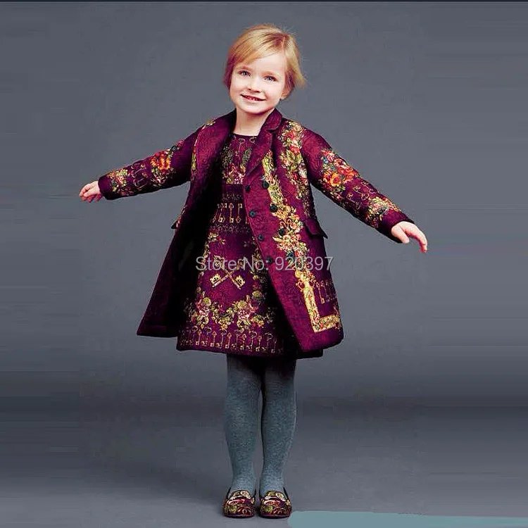New Wl.monsoon Brand Girls Dresses Key Print Pattern Christmas Dress Casual Kids Dresses