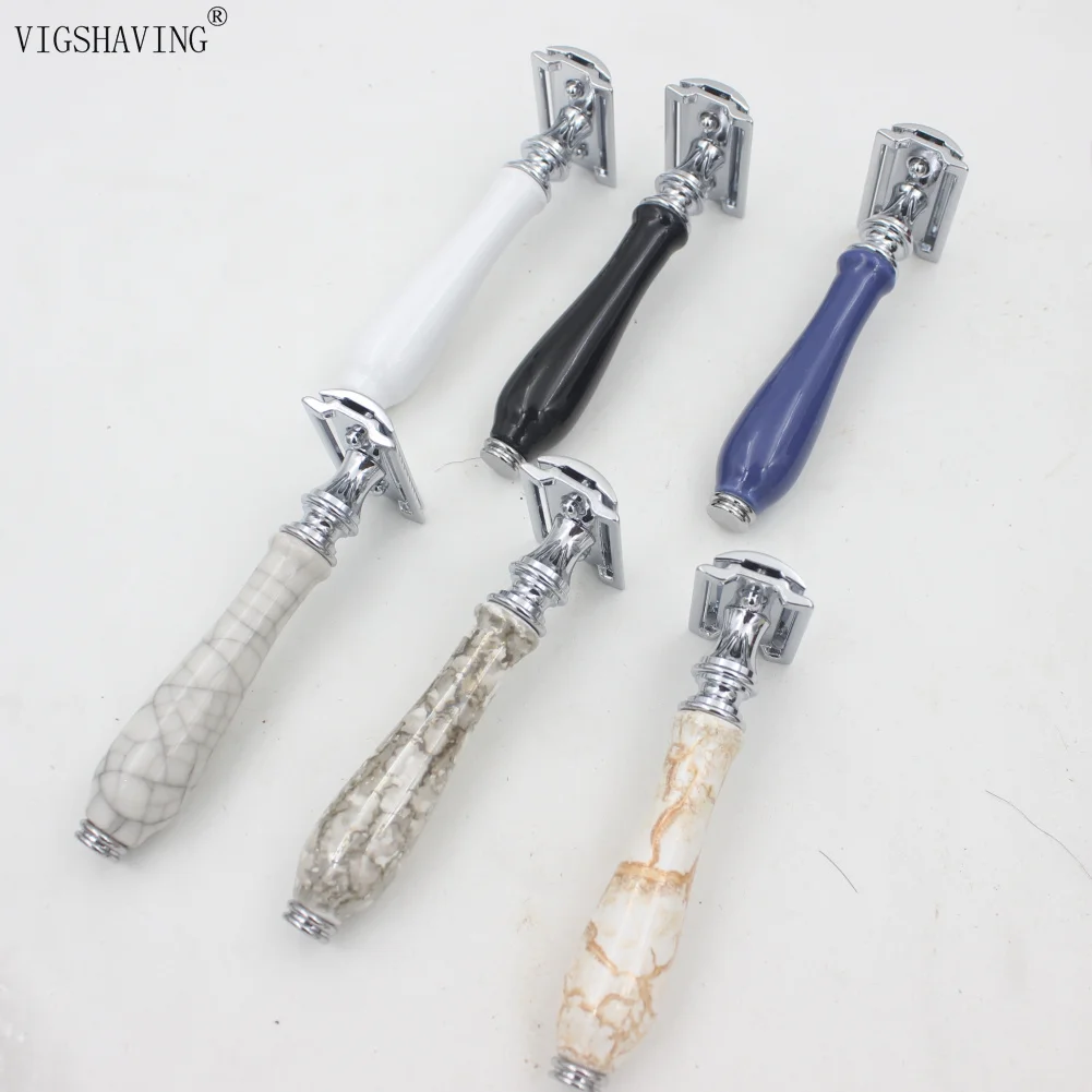 Comprar Regalos para hombres, afeitadora afeitar de seguridad de doble filo, mango de cerámica