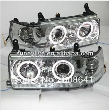 

For TOYOTA Prado 4500 LC80 FJ80 LED Angel Eyes Headlight 1990-1997 Silver Color