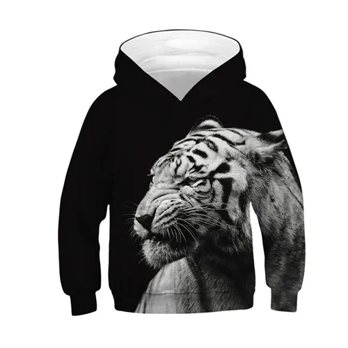 От 3 до 12 лет худи для мальчиков с 3D принтом льва осенний свитер с капюшоном для мальчиков-подростков детская одежда пуловер с длинными рукавами - Цвет: TZ086