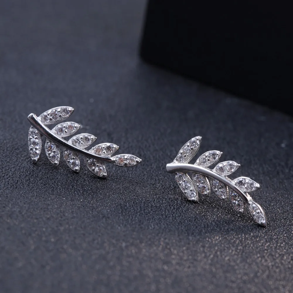 Leaf Style Stud Earring Women Earings Fashion 925 Sterling