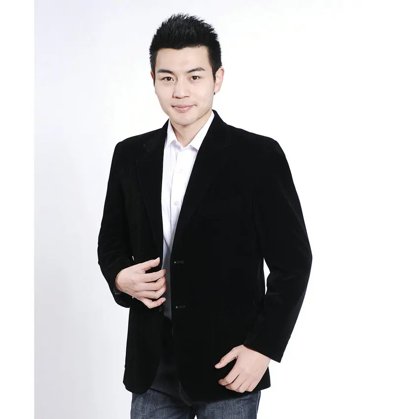 WAEOLSA Man Black Velvet Blazer Men Smart Casual Jacekts Suits Velour Suit Coat Male Elegance Blazers Men Plain Tailored Garment