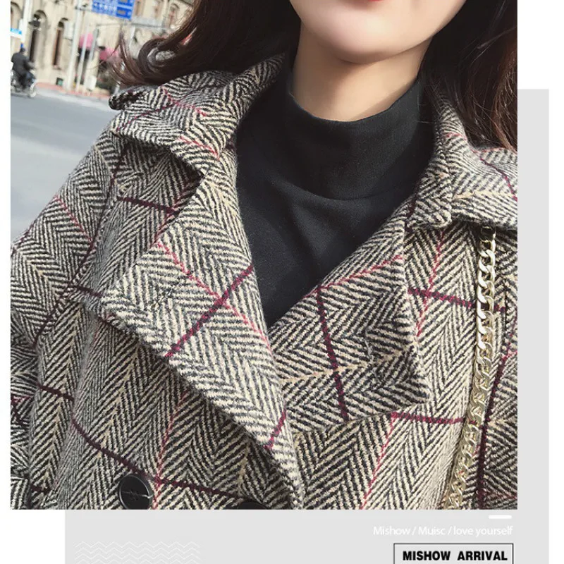 And Wool Casaco Camel Abrigos Plaid Woolen New Women Feminino Short Autumn Winter Fashion Coat Invierno 2018 Mujer Loose ZYwTAYgfq