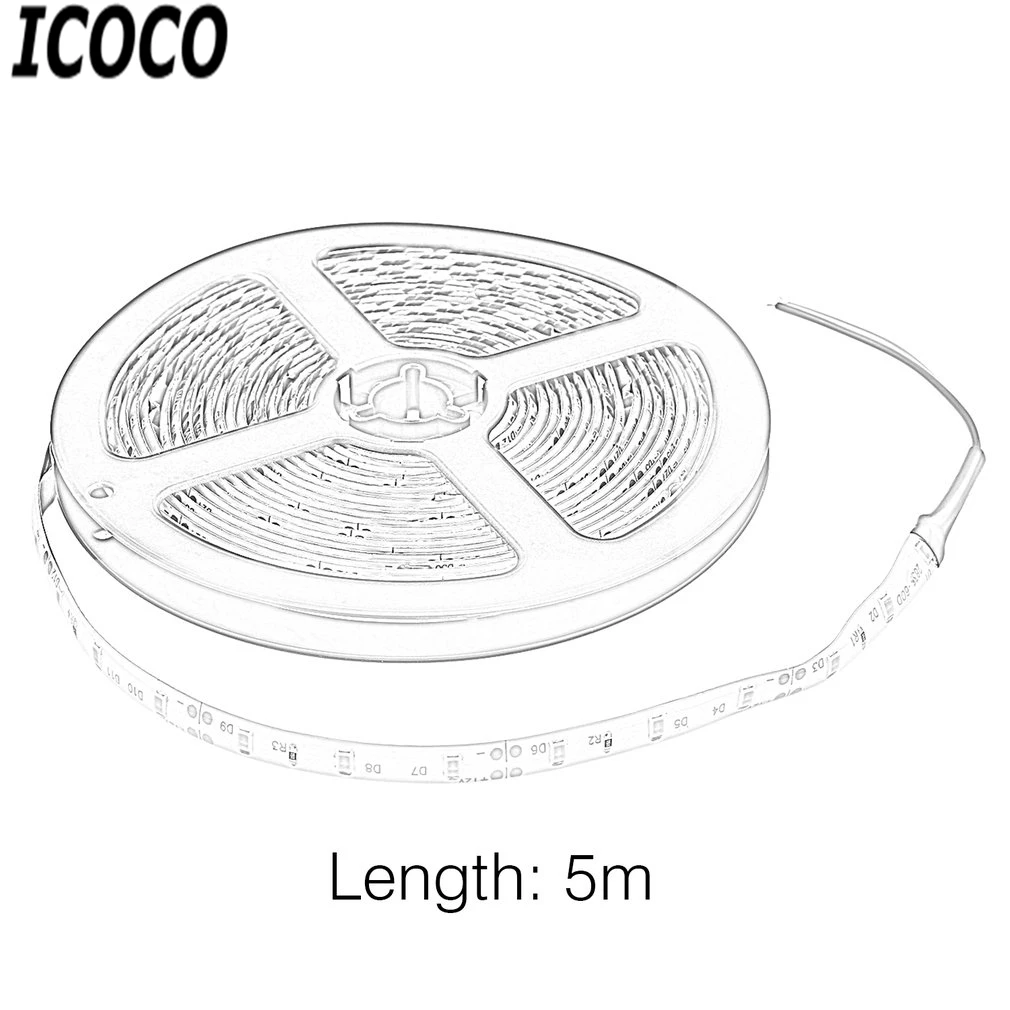 ICOCO 5 м 300 светодиодный не обладает водонепроницаемостью: Светодиодные ленты света 3528 DC12V Гибкая лампа освещения лента Светодиодная лента +