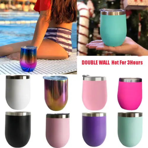 Xmas Gift Egg Cocktail Wine Glass W Lid12oz Stainless Steel Insulated Tumbler