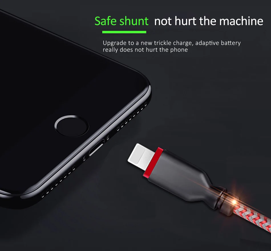 NOHON Nylon Sync Data Charging Cable For iphone 5 SE 6S 7 8 X Plus XS XR XS MAX 2.4A Fast Charger Line Lighting Charge Cord Line (11)