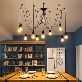 

ZYY Loft LED Creative Spider Lights for Bar coffee shop Simple fish wire iron droplight Experimental bottle Chandelier