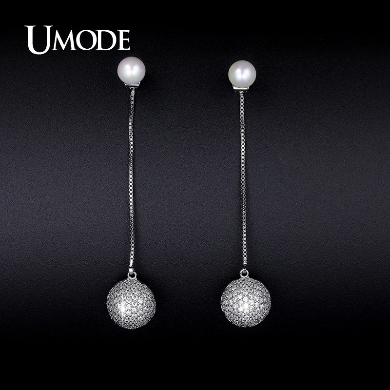 font b UMODE b font Crystal And Synthetic Pearl Drop font b Earrings b font