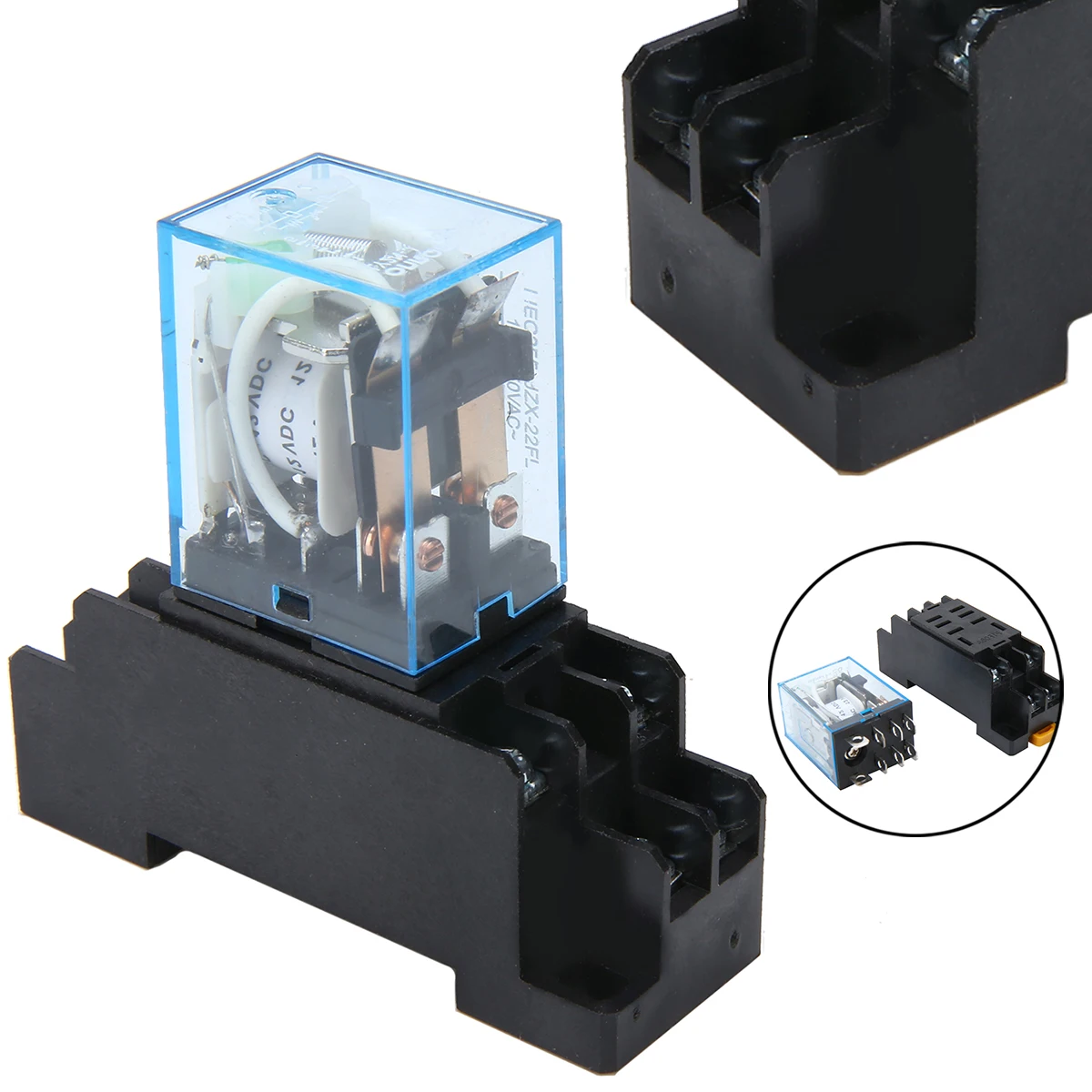 5 Set 12V DC Coil Power Relay LY2NJ DPDT 8Pin HH62P JQX-13F With Socket Base