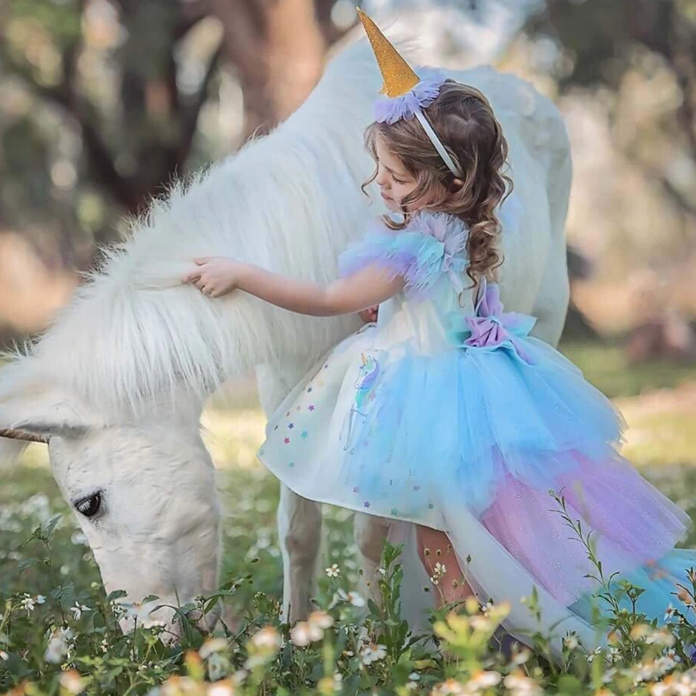 Платье для девочек летние детские платья с единорогом вечерние одежда костюм