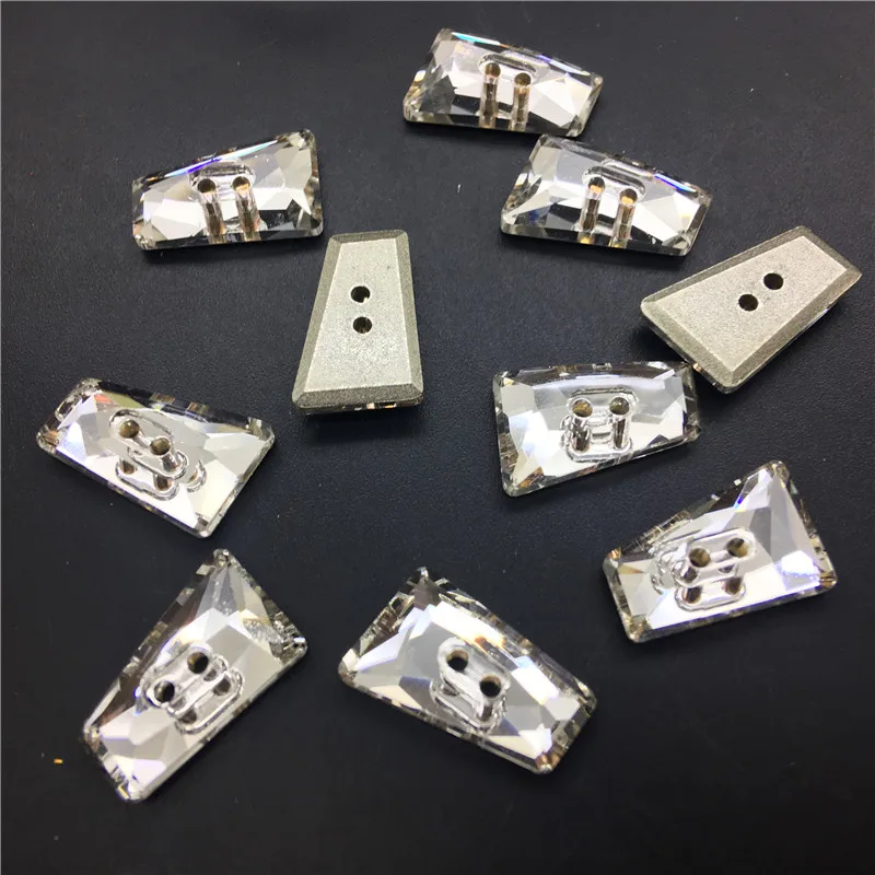 

K9 Sew On Crystal Ladder Sew On Stones Clear AB Color Flatback 10x17mm Sewing Glass Crystal Beads For Dress Jewelry