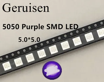 

100PCS 5050 LED SMD Purple UV Chip Surface Mount 20mA Ultra Bright Light-Emitting Diode LED SMT Bead Lamp Light DIY Practice