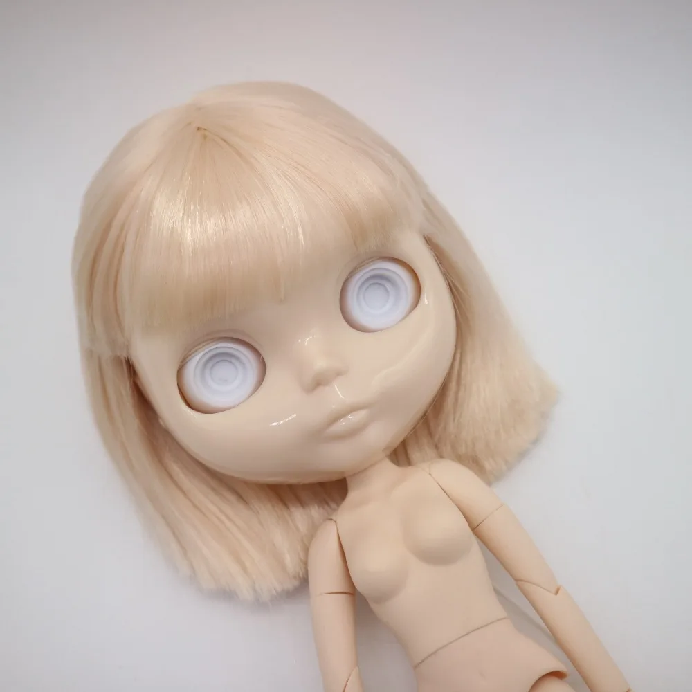 Без глаз чипсы суставное тело Обнаженная blyth кукла для DIY Розовые волосы короткие
