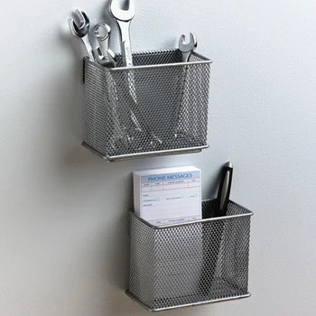 

Newly Metal Wire Mesh Magnetic Storage Basket Tray Desk Caddy Storage Organizer