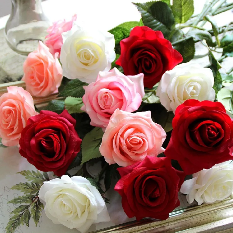 11pcs Rose Real Touch Artificial Flower Rose Floral For Valentine's Day