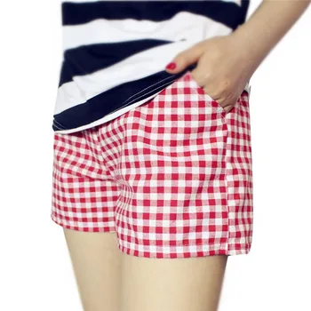 

Plus Size 3XL 4XL Elastic Waist Shorts Women 2019 Summer Cotton And Linen Plaid Shorts Lace Up Short Femme Casual Hotpants C3288